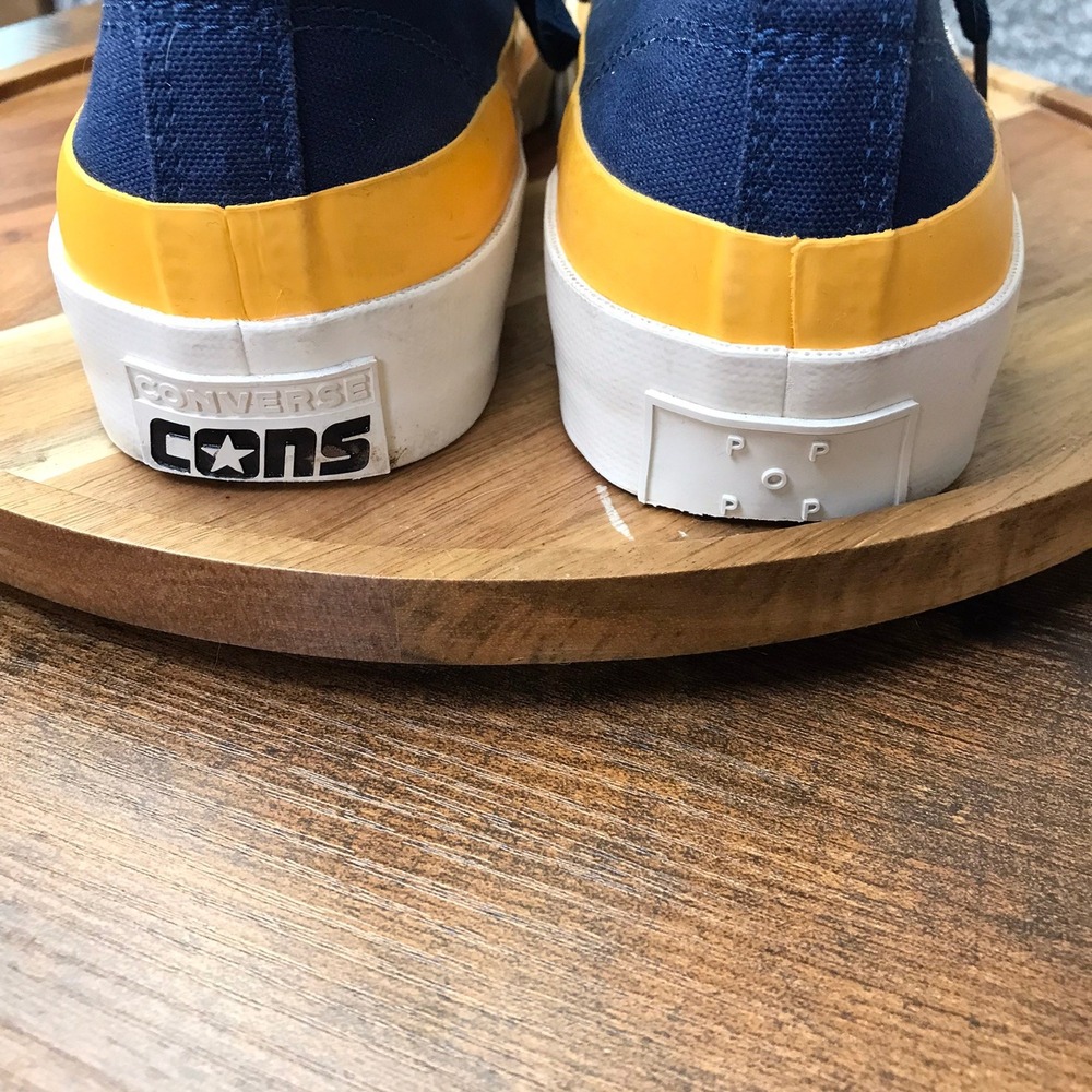 Converse Pop Trading Company Jack Purcell Hi Top Sneakers Mens 10.5 Blue Yellow - Picture 9 of 14
